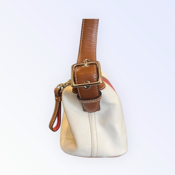 Vintage Coach Studio Small Shoulder Bag 6641 Y2K Ivory Red Blue Stripe Rare COA - Picture 10 of 16